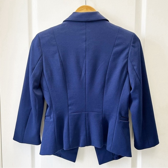 Ricki’s Blazer Slim Fit Cropped Ponte Knit Open Front 3/4 Sleeves Blue Size XS - Picture 3 of 16